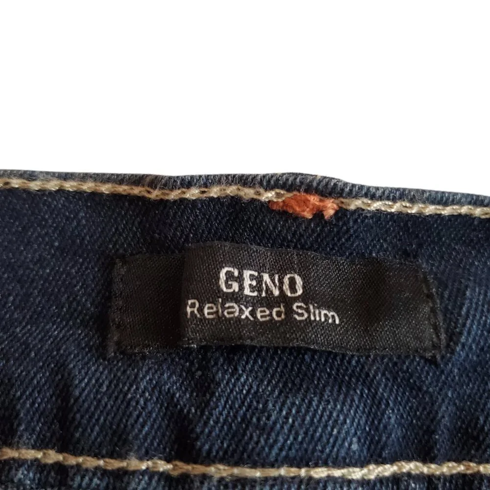 NEW TRUE RELIGION Men's Geno Relaxed Slim Distressed Dark Wash Blue Jeans